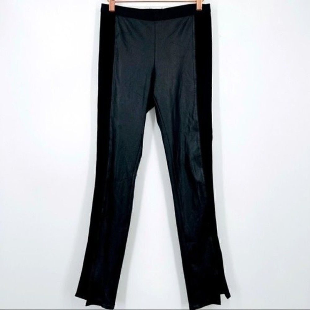 Y2K BCBGmazAzria black faux leather leggings bootcut sz 0 BoxF